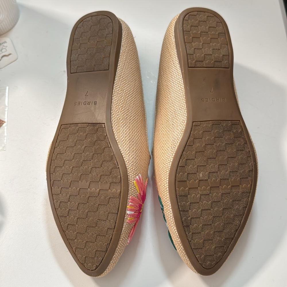 Birdies Heron Embroidered Tropical Flats New - Picture 3 of 5